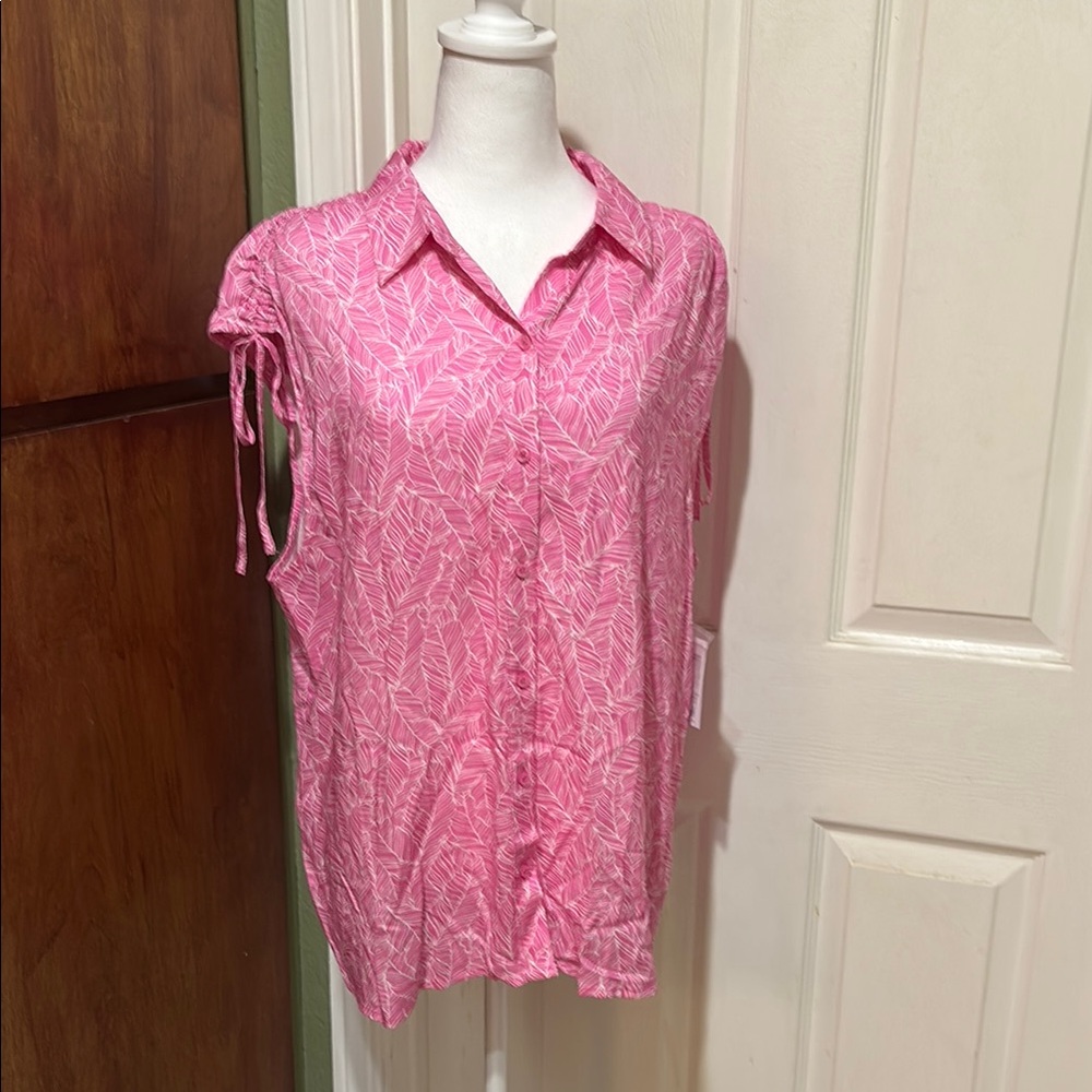 Croft & Barrow Pink Sleeveless Button Down Shirt Brand New Size XXL